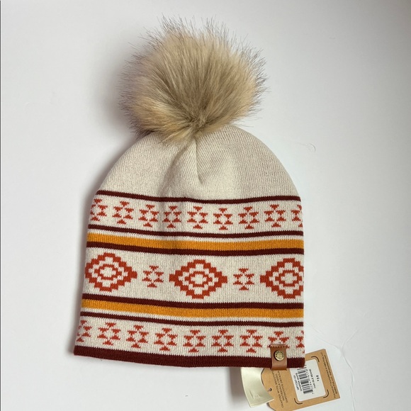 FRYE AND CO. Other - FRYE AND CO. Women’s Knit Beanie with Pom-Pom - Cream and Orange